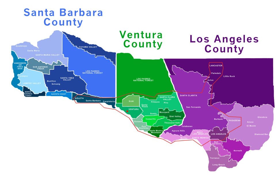 Greater Los Angeles and Ventura County service coverage